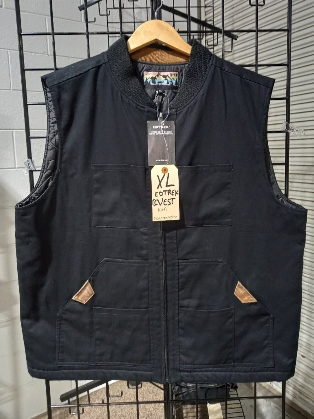 Men's Concealed Carry Canvas Quilted Vest - Black | XL